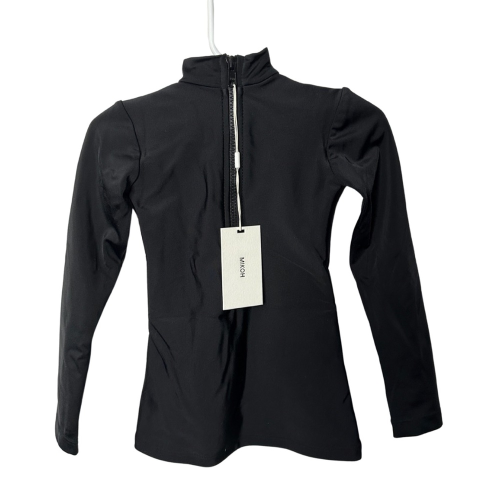 New! Min oh Kids Swim Long Sleeve Half Zip Top Small Black